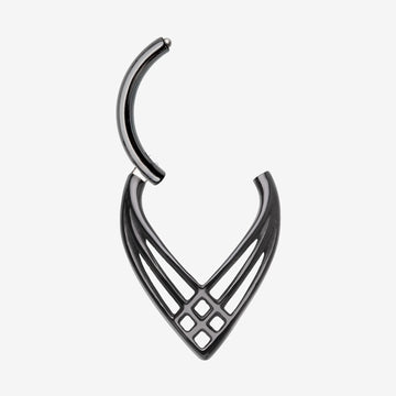 Detail View 1 of Blackline Triple Cross Weave Clicker Hoop Ring